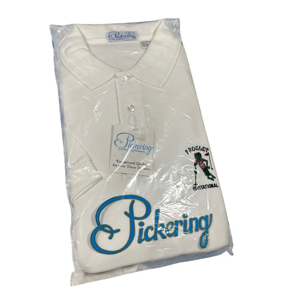 Pickering Other - Pickering Active Sportswear Froglet Invitational Golf Polo White Lisle Cotton L‎